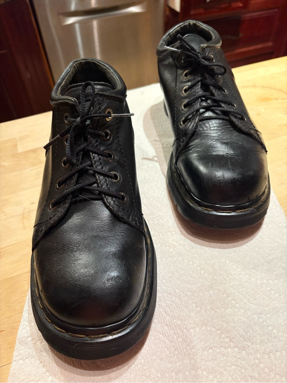 Dr. Martens Black Leather Lace-Up Low Boots